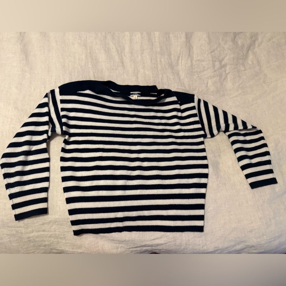 J.Crew Cashmere Navy Stripe Boatneck Sweater